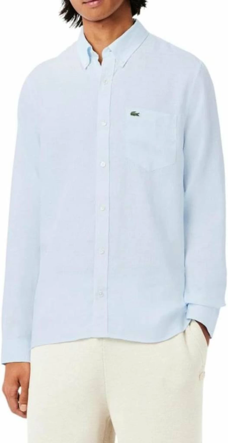 Lacoste Men's Linen Button-Down Shirt – Classic Regular Fit Casual Shirt