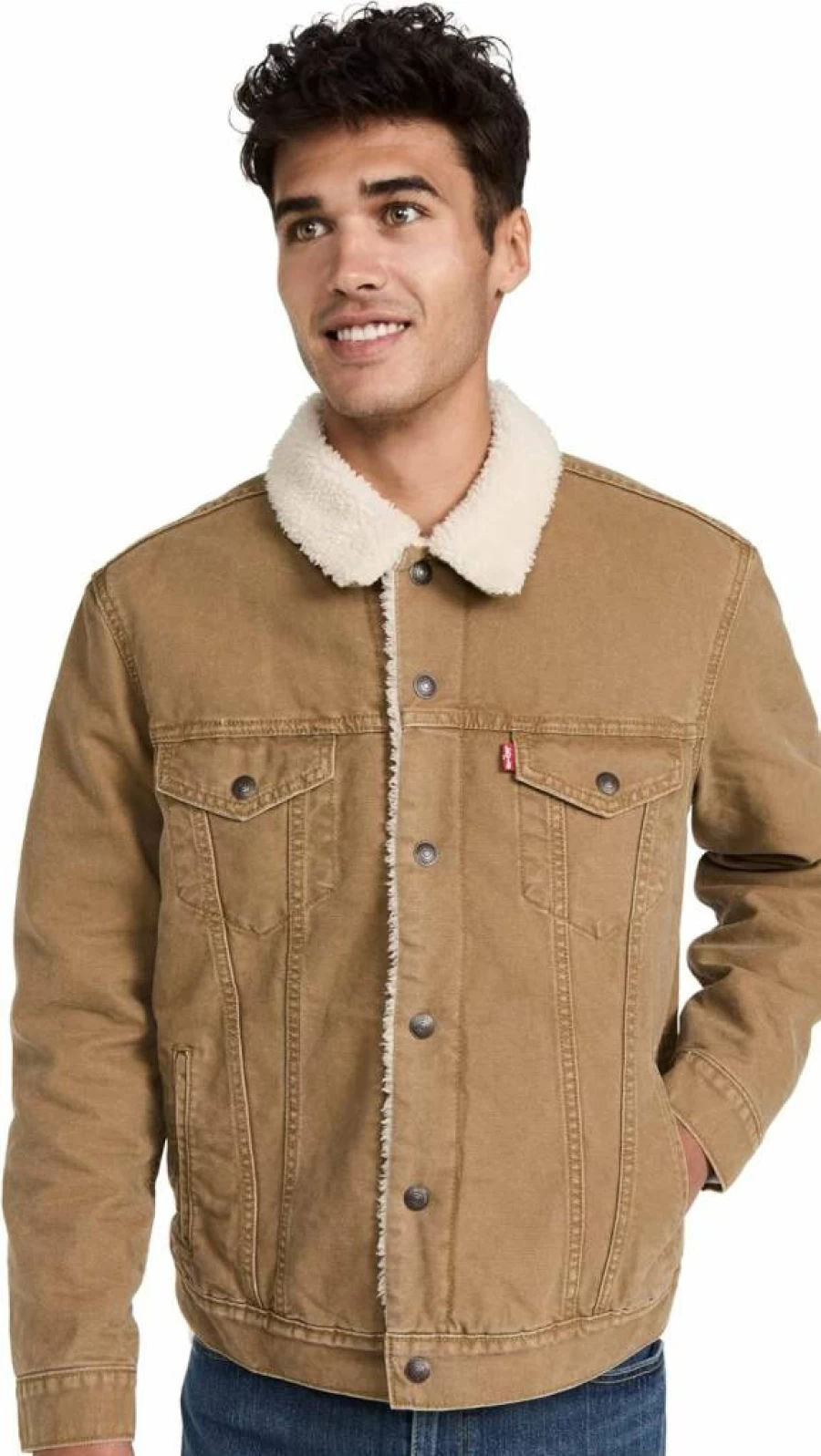 Levi's Men's Sherpa Lined Denim Trucker Jacket - Warm Fleece Lined Vintage Style Coat