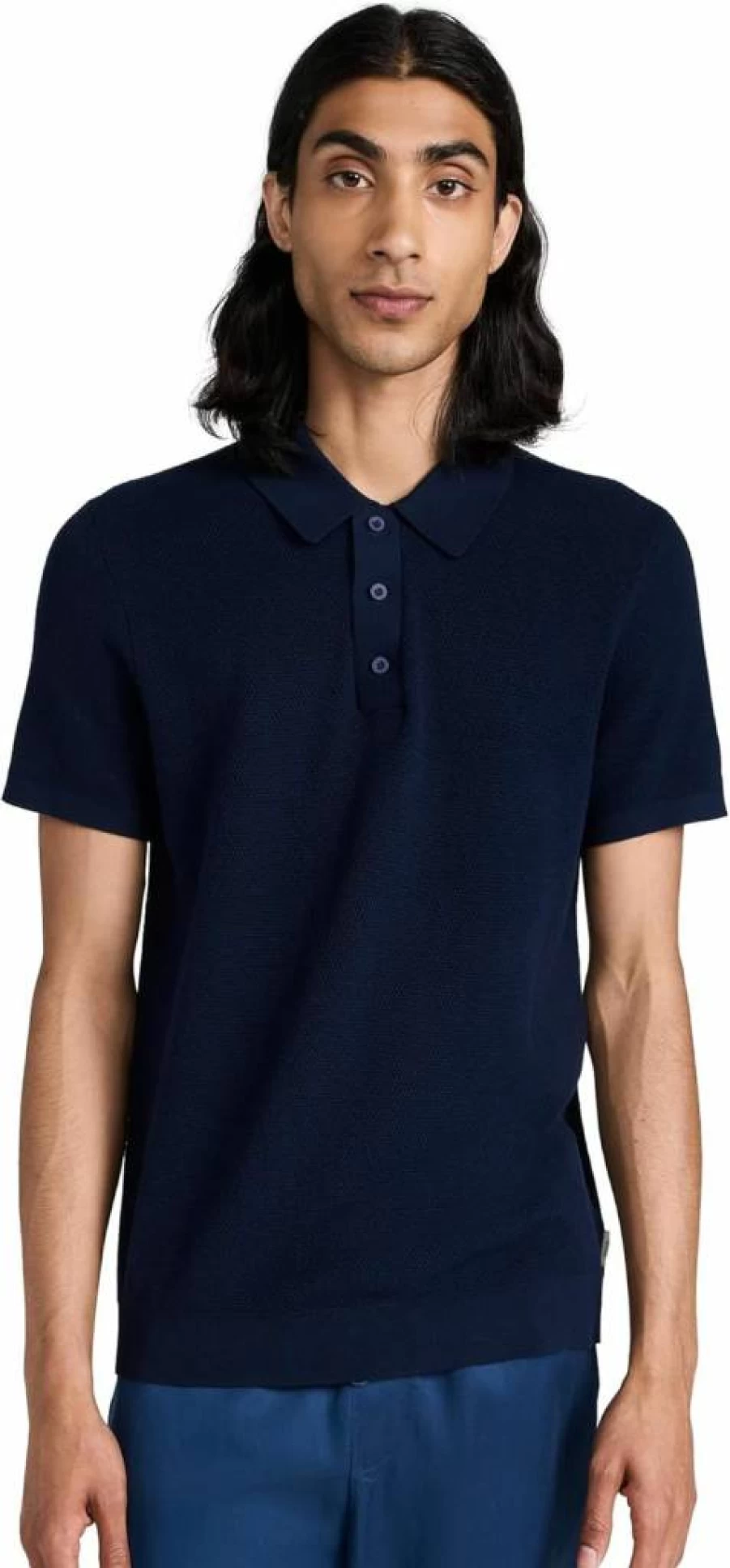 Onia Men's Premium Cotton Textured Knit Polo Shirt - Classic Casual Style