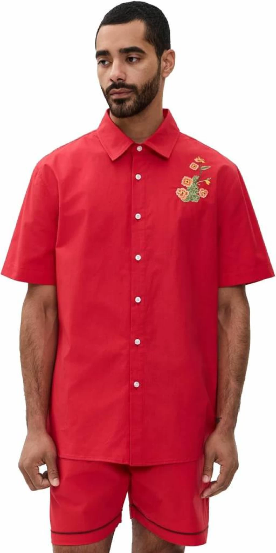 FANM MON Men's Kenan Embroidered Casual Short Sleeve Shirt for Summer